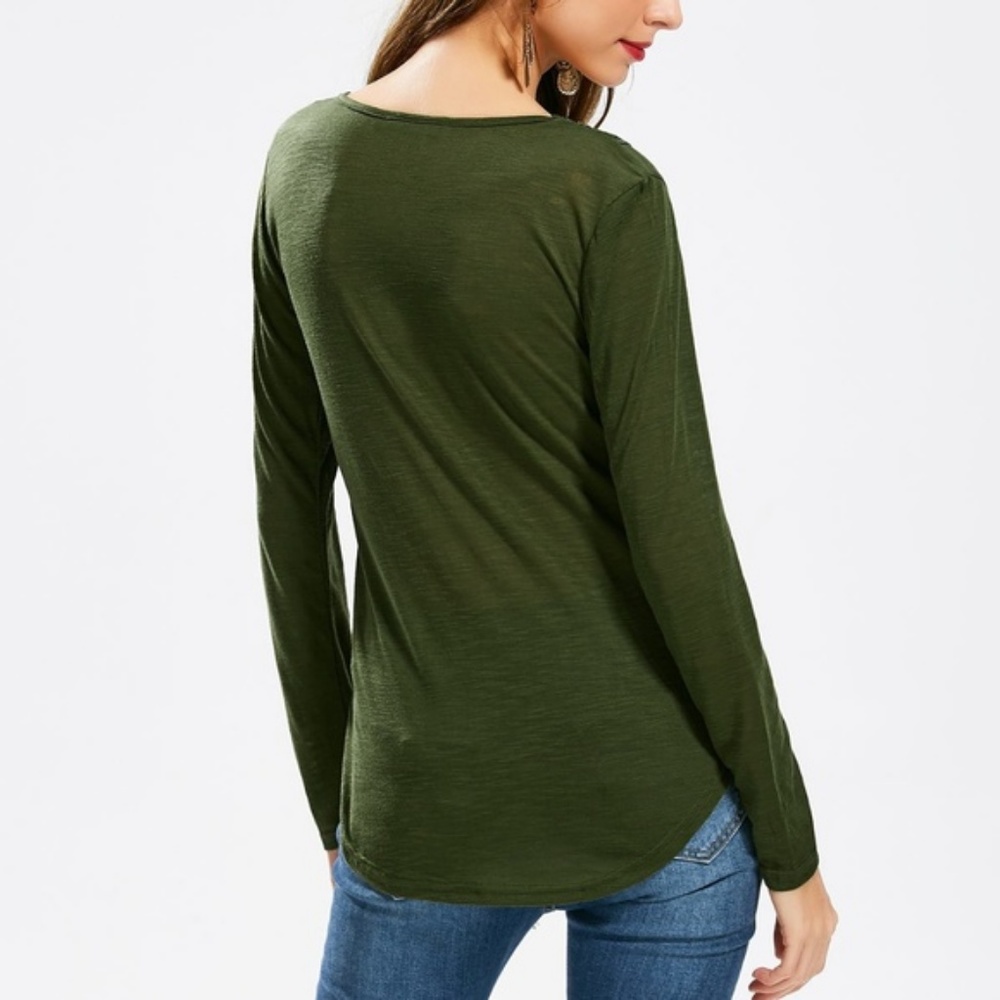 Boho Hunter Green Embroidered Long Sleeve Tunic - Picture 3 of 7